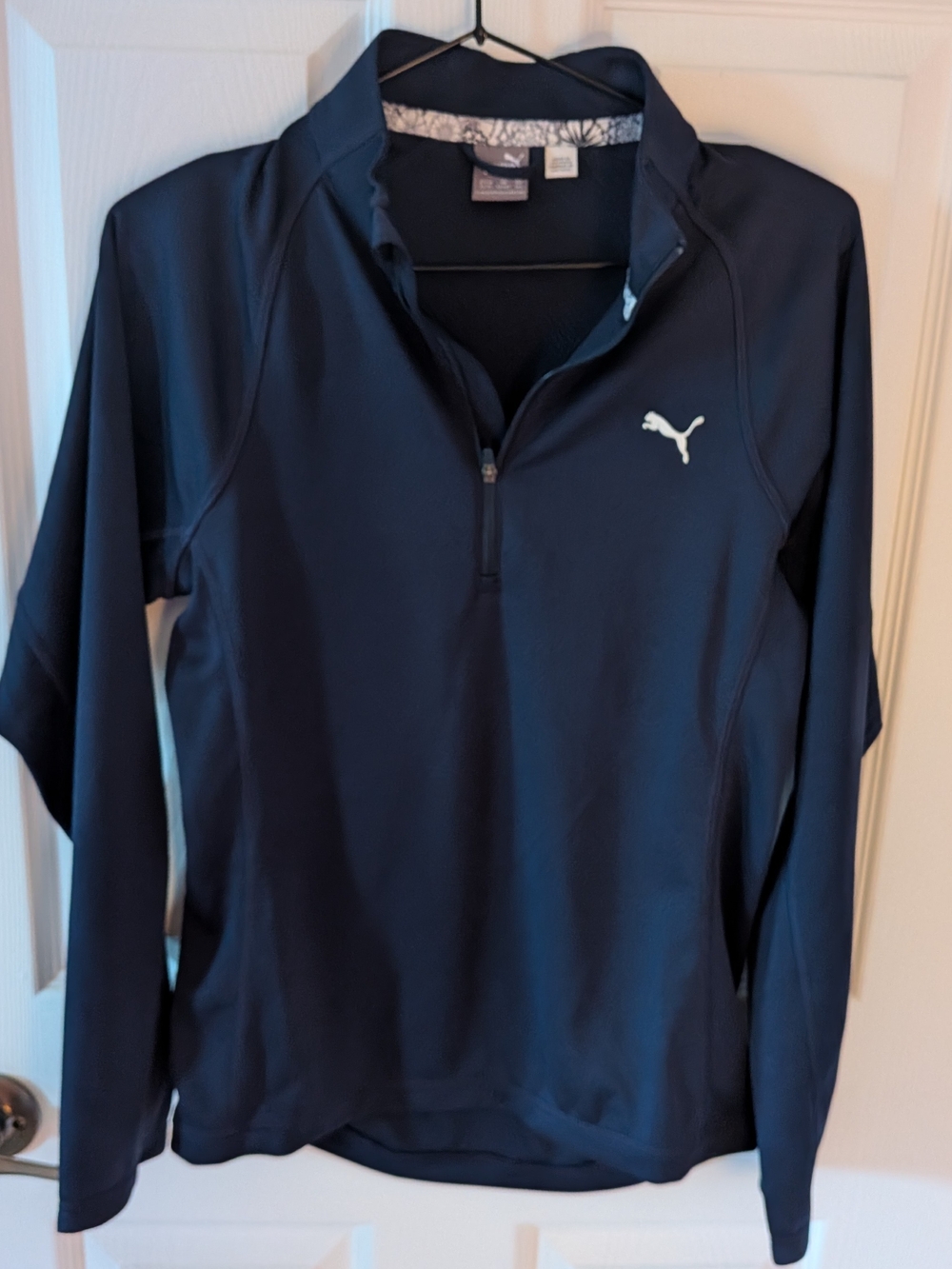 Puma Women's Navy Half-Zip Pullover with White Logo